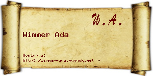 Wimmer Ada névjegykártya